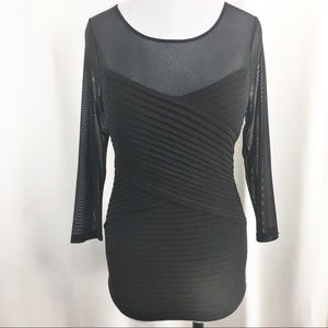 EUC Boston Proper Stretch Pleated Illusion Blouse